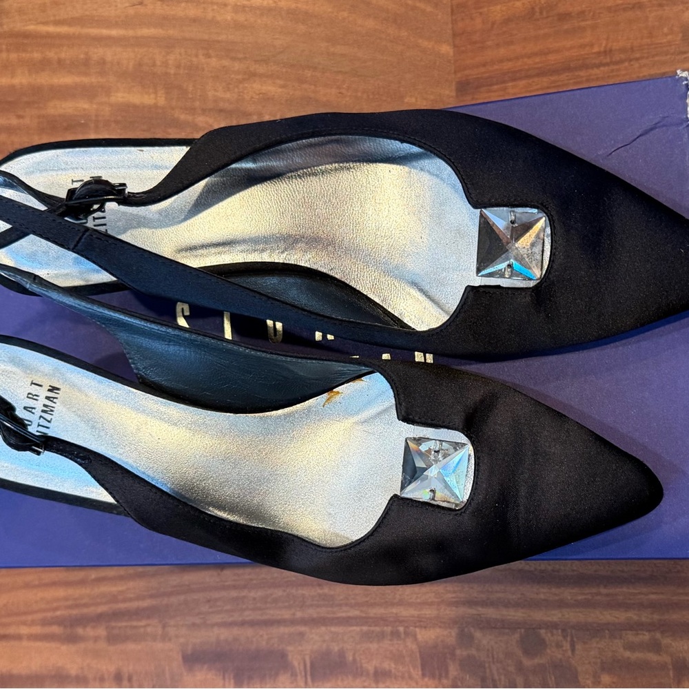 Elegant Black Slingback Heels, Stuart Weitzman